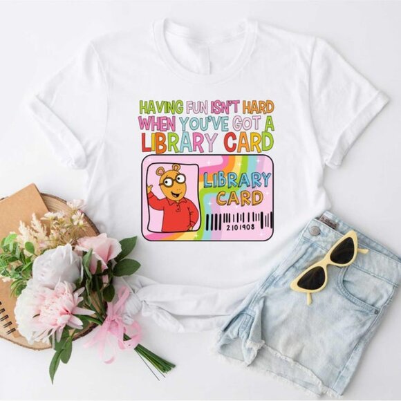 Having Fun Isn_t Hard When You_ve Got A Library Card Arthur Shirt, Arthur 165 - Picture 1 of 5